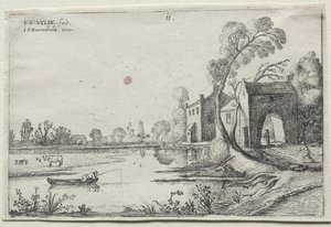 Landschaft mit einem Fluss und einem Torhaus, 1614 von van de Velde Esaias