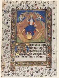 Blatt aus einem Stundenbuch: Christus im Gericht von workshop of Boucicaut Master