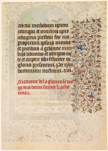 Blatt aus einem Stundenbuch: Text (verso) von workshop of Boucicaut Master