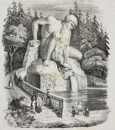 Koloss von Apenninen im Park der Villa Demidoff, Vaglia, Toskana, Italien, Lithographie von Giovanni Mariani aus Poliorama Pittoresco, Nr. 10, 15. Oktober von Giambologna