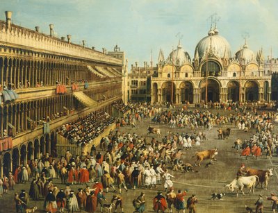 Stierkampf oder Stierjagd auf der Piazza San Marco von Canaletto