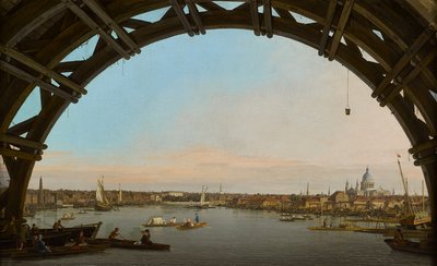 London, Blick auf die Stadt von unterhalb der Westminster-Brücke von Canaletto