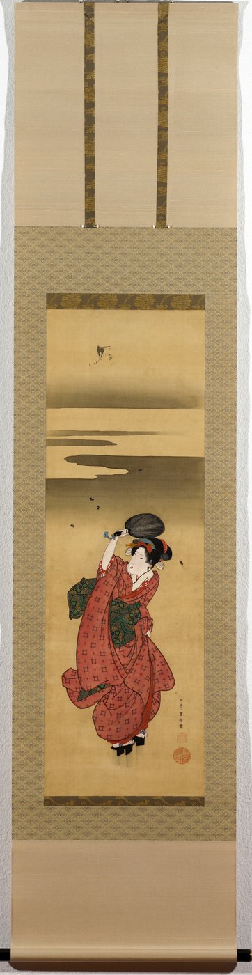 Junge Frau jagt Glühwürmchen von (1777-1835) Toyokuni II
