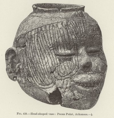 Kopfgeformte Vase: Pecan Point, Arkansas (Gravur) von (after) American School