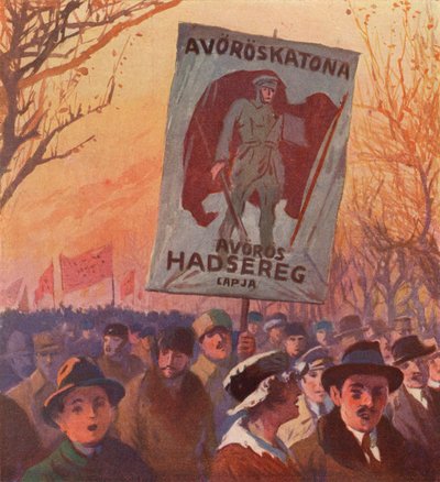 Demonstration zur Unterstützung der Rekrutierung für die russische Rote Armee, Budapest, Ungarn von (after) Carrey