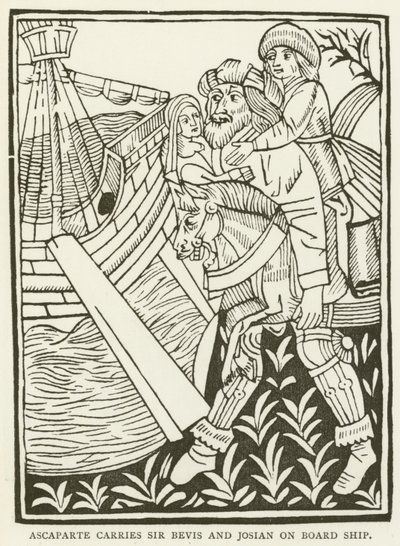 Ascaparte trägt Sir Bevis und Josian an Bord des Schiffes von (after) English School