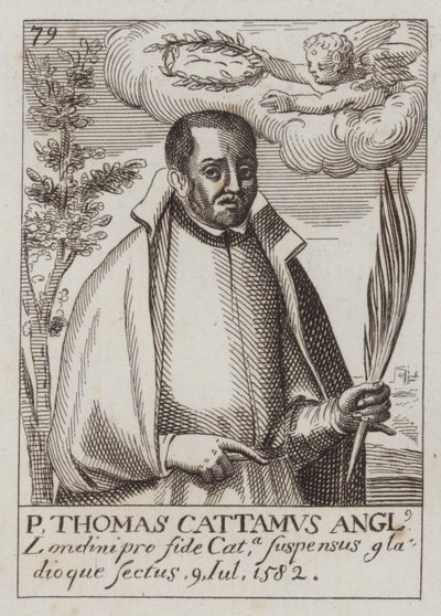Thomas Cottam, englischer katholischer Priester und Märtyrer (Gravur) von (after) English School
