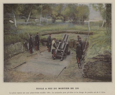 Feuerschule des 220-mm-Mörsers (koloriertes Foto) von (after) French Photographer