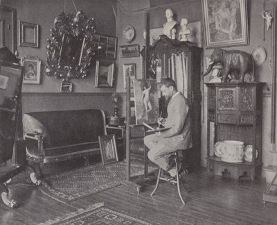 Französischer Maler Henri Gervex in seinem Atelier von (after) French Photographer