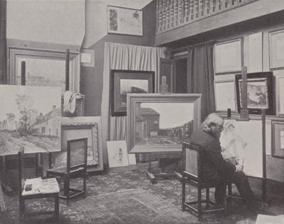 Der französische Maler Jean Charles Cazin in seinem Atelier von (after) French Photographer