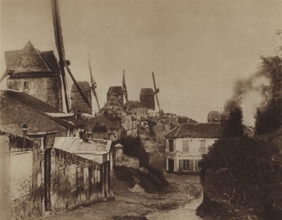 Die Mühlen in Montmartre im Jahr 1845 (s/w Foto) von (after) French Photographer