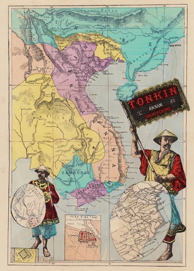 Karte von Tonkin, Annam, Cochinchine (Farbstich) von (after) French School
