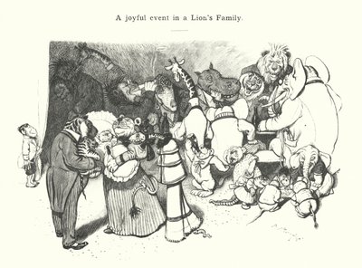 Ein freudiges Ereignis in einer Löwenfamilie von (after) German School