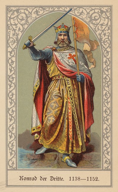 Konrad III., Heiliger Römischer Kaiser (Farblithografie) von (after) German School