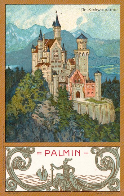 Schloss Neuschwanstein, Bayern (Chromolithographie) von (after) German School
