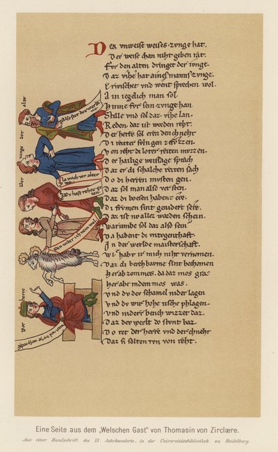 Seite aus Der Waelsche Gast, von Thomasin von Zirclaere von (after) German School