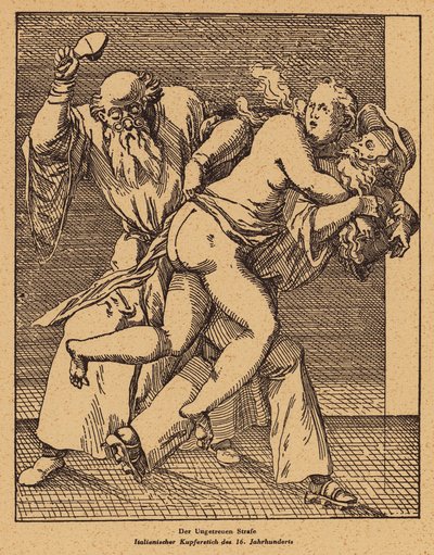 Bestrafung der Untreue (Gravur) von (after) Italian School