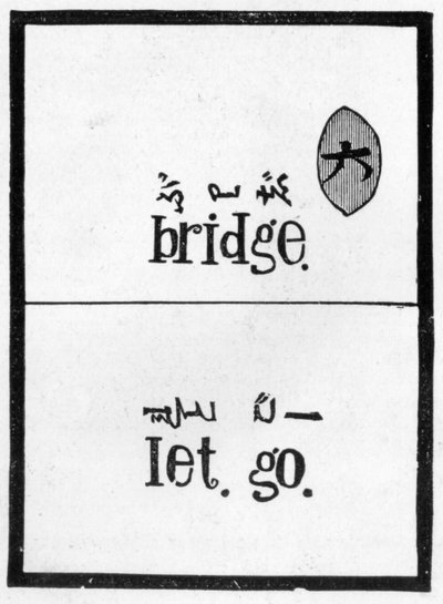Japanische Spielkarte, die das Sprichwort "aus den Augen, aus dem Sinn" erklärt von (after) Japanese School