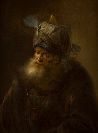 Porträt eines Mannes mit Turban von (follower of) Rembrandt Harmensz. van Rijn