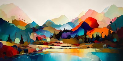 Bunte abstrakte Landschaft von F. Abderrahim