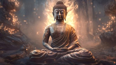 Realistisches Buddha-Porträt in Meditation von F. Abderrahim