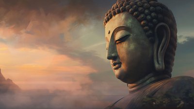 Buddha-Statue Gemälde von F. Abderrahim