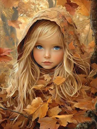 Schönes Mädchen und Herbstblätter von F. Abderrahim