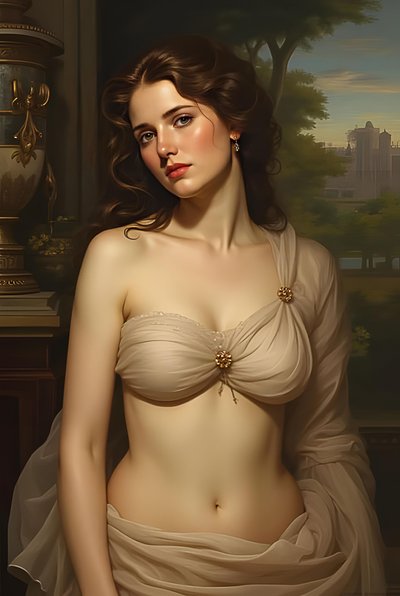 Schöne Frau im Profil, verliebt, Fantasie, Surrealismus Malerei von F. Abderrahim