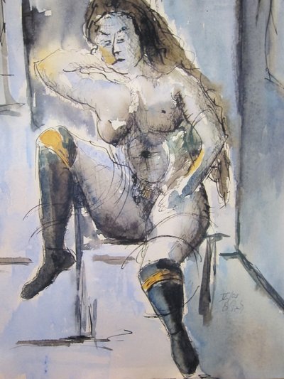 Sitzender Akt in Blau von Christian Piecuch