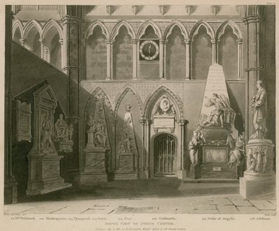 Südansicht der Poets Corner, Westminster Abbey, London von A.C. and Villiers, H. Pugin