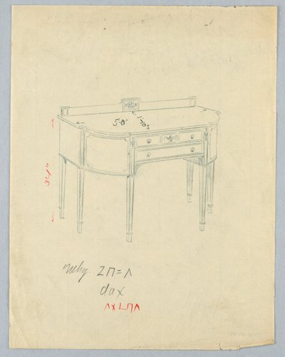 Entwurf für ein Sideboard mit neoklassizistischen Vasenmotiven von A.N. Davenport Co.