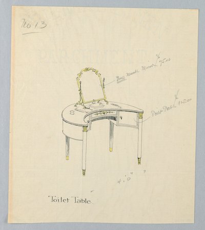 Entwurf für Toilettentisch Nr. 13 von A.N. Davenport Co.