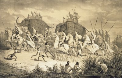 Kavalkade von Sikh-Häuptlingen auf Elefanten, aus 
