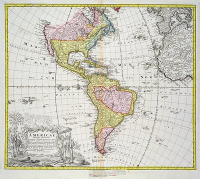 Karte von Amerika, veröffentlicht von Homann, 1746 von A. Gottlieb Boehm