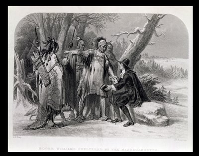 Roger Williams, geschützt von den Narragansetts, 1636, aus 