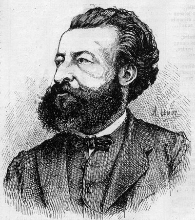 Porträt von Ulrich de Fonvielle (1833-1911), französischer Journalist und Literat - Gravur von Lemot aus dem Jahr 1870 von A Lemot
