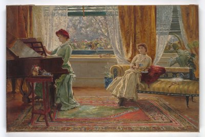 Ein Innenraum mit zwei Damen, 1880 von A. Trevor Haddon