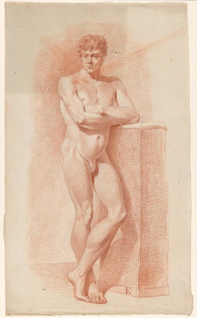 Stehender männlicher Akt, von vorne gesehen von A. Waterloo (attributed to)