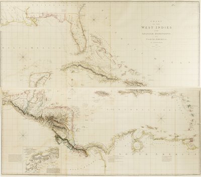 Karte der Westindischen Inseln und spanischen Herrschaftsgebiete in Nordamerika von Aaron Arrowsmith