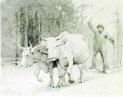 Ein französischer Bauer, der Ochsen treibt von Abbott Handerson Thayer