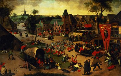 Ein Karneval am Festtag des heiligen Georg in einem Dorf bei Antwerpen von Abel Grimmer or Grimer