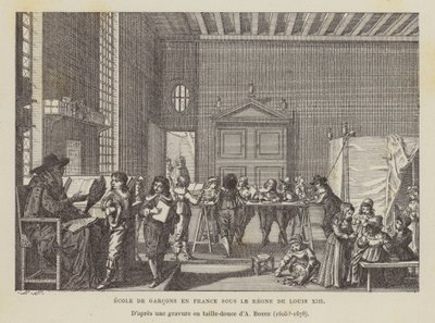 Französische Jungenschule während der Herrschaft von Ludwig XIII (Lithographie) von Abraham (after) Bosse