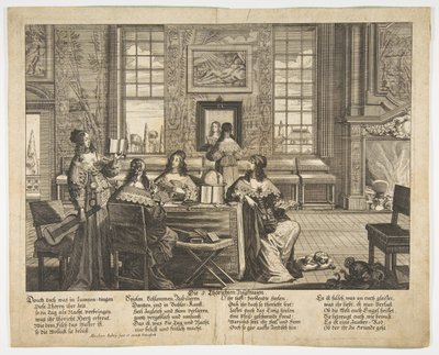 Die törichten Jungfrauen im Gespräch, Mitte bis Ende des 17. Jahrhunderts von Abraham Aubry