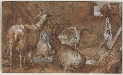Ein Bauernhof mit Ziegen und einem Ziegenhirten von Abraham Bloemaert