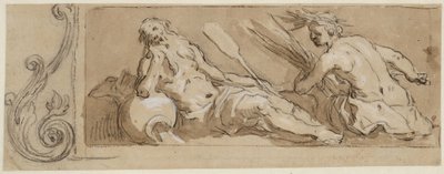 Ein Flussgott und Ceres in einem Zierrahmen von Abraham Bloemaert