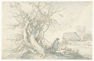 Hirte mit Schafen bei einem toten Baum von Abraham Bloemaert
