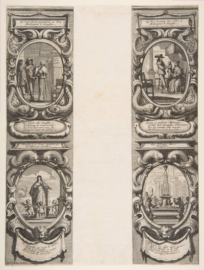 Almanach für 1639: Ludwig XIII. und Anna von Österreich vertrauen das Königreich und den Erben an, 1638 von Abraham Bosse