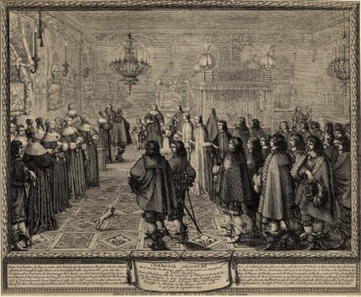 Zeremonie des Ehevertrags zwischen Wladyslaw IV., König von Polen, und Marie Louise Gonzaga von Abraham Bosse