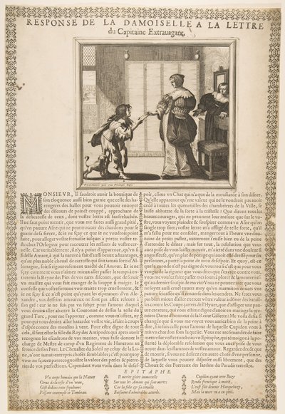 Antwort der jungen Dame auf den Brief des Kapitäns, ca. 1636 von Abraham Bosse