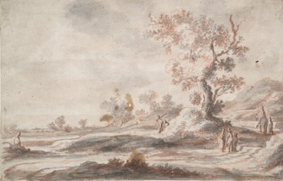 Landschaft mit altem Baum und Figuren von Abraham Genoels